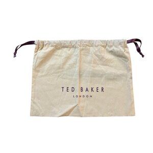 Ted Baker London Beige Drawstring Dustbag 12.5"x9.5" Cotton Storage Bag With Quo